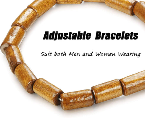 FIBO STEEL 2-10Pcs 8-11mm Wood Beaded Bracelet for Men Buddhist Beads Elastic...