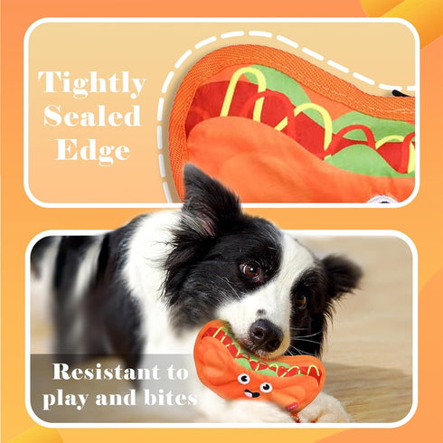 Crinkle Dog Toy with Squeaker, Chew Toy for Small Medium Dogs, Durable and Interactive (Hot Dog)...