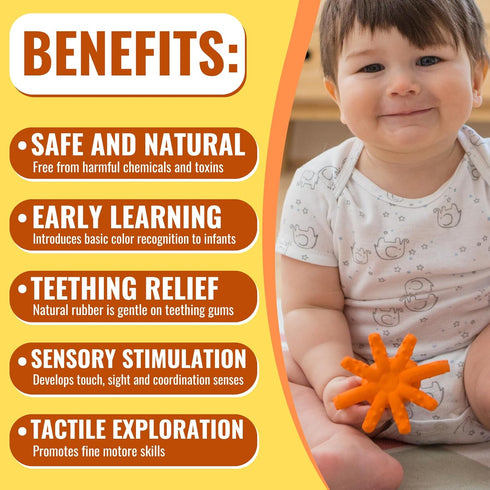 CaaOcho Pure Natural Rubber Teething Gum Massager Baby Toy & Bath Toy - Squid Teether for Babies, Sealed Hole, BPA Free Baby Toy, Hole Free Molar ...