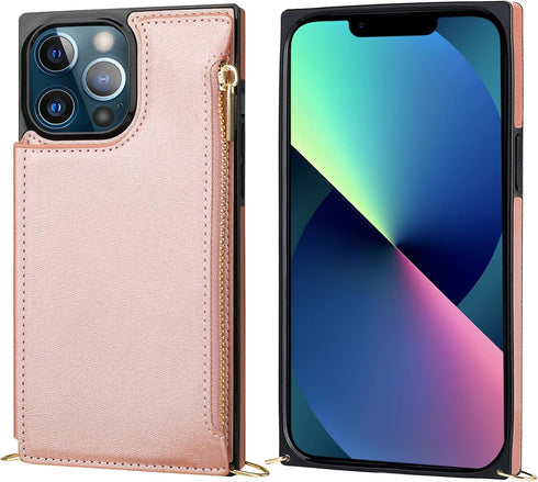 Bocasal Crossbody Wallet Case for iPhone 13 Pro Max with RFID Blocking Card Slot Holder, Magnetic Flip Folio Purse Case, PU Leather Zipper Handbag...