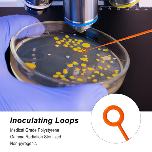 Biologix 100Pcs 10ul Disposable Inoculating Loop, Gamma Sterile Plastic Sampling Rod, Orange Polypropylene Inoculation Tool for Cell Biology and S...