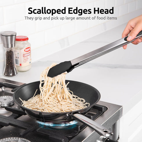 Heat Resistant Silicone Kitchen Tong: U-Taste 16 inch Extra Long Large 480ºF Hot Proof Cooking Tong with Sturdy Non Stick Rubber Tips & Non Slip S...