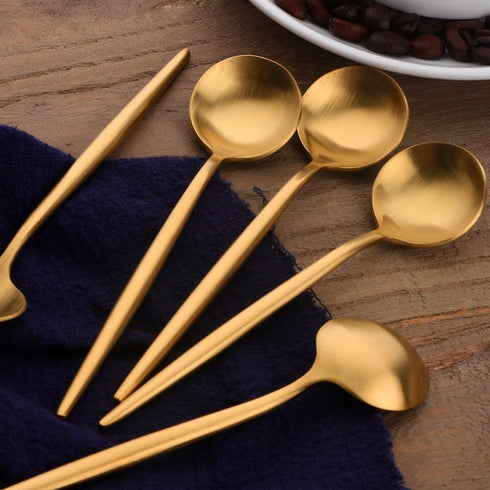 BUY&USE 12 PCS Modern Stainless Steel Espresso Coffee Spoons, 5 Inch Reusable Teaspoon, Popular Dinnerware Flatware Set, Widely Use on Home, Resta...