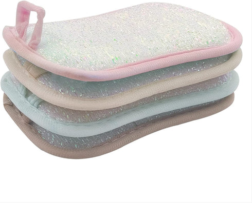 Kitchen Scrub Sponges, Heavy Duty Cleaning Non-Scratch Scrub Sponge, Reusable Microfiber Sponge for Household Cleaning, Random Colors (More)...