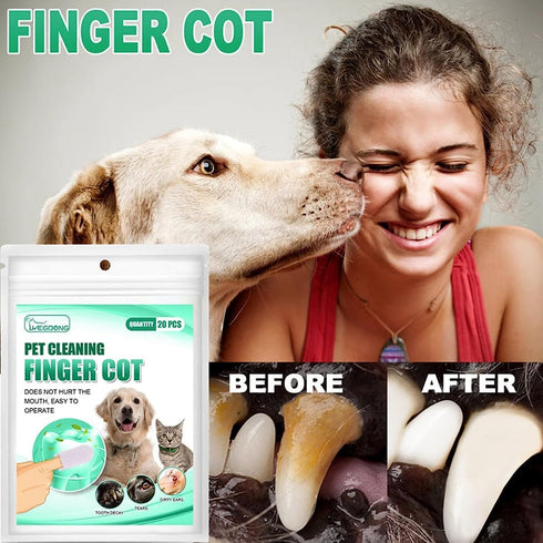 20Pcs White Teeth Cleaning Finger Wipes,Dog Eye WipesCleaning Wipes for Pet Teeth and Dog Tooth Brushing for Cleaning Teeth Ears and Eyes Suitable...