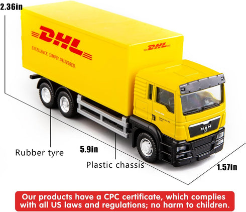 BDTCTK Compatible for DHL Container Truck Car Model Toy Cars, Zinc Alloy Die-Cast Vehicles Kid Toys for Boy Girl Gift...