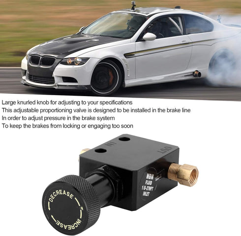 Brake Proportioning Valve, Aluminium Alloy Universal Brake Proportional Valve Adjustable In Line Disc Drum Brakes 150PSI?1200PSI Pressure Range, U...
