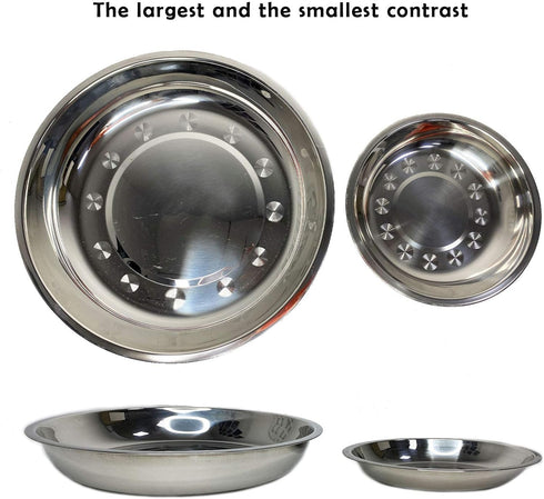 kathson Stainless Steel Whisker Relief Cat Bowl, 4 pcs Shallow and Wide Bowls, Pet Cat & Dog Feeding Large Dishes Fits with Elevated Stands Pet Bo...