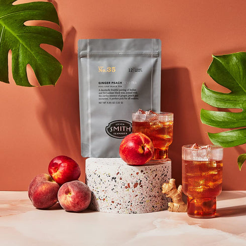 Steven Smith Teamaker Ginger Peach Iced Tea No. 35 Refreshing, Caffeinated, Sugar-Free, Sustainably Grown, Full Leaf Black Iced Tea Bags, 10 Count...