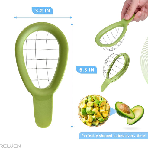Avocado Slicer Tool - 3.2 x 6.3 Inches Avocado Cuber Tool with Ergonomic Handle, Easy to Use and Clean, Food-Grade Plastic and Stainless Steel, Go...