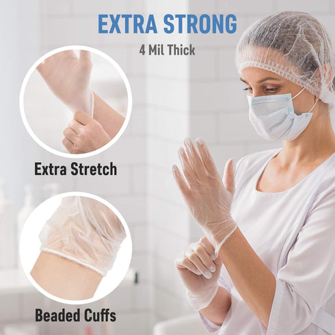 Dre Health Powder Free Disposable Gloves - Clear Vinyl Medical Exam Gloves, 100 Pack, Small...
