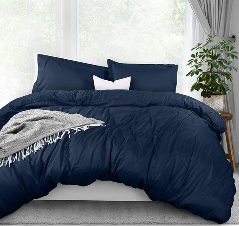 Utopia Bedding Duvet Cover Queen Size - 3 Piece with Zipper Closure - 1 Comforter Cover 90X90 Inches & 2 Pillow Shams 20X26 Inches (Navy) Comforte...