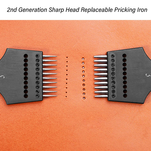 WUTA Sharp Head Replaceable Pricking Iron Removable Round Hole Punch Leather Craft Chisel DIY Leather Tools 2nd Generation (60 Pcs Round Punch Hea...