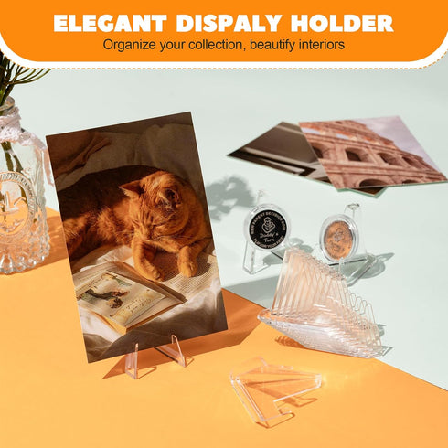 24 Pack Card Display Stand, Acrylic Coin Stand Display, Clear Small Easel Stand Mini Card Holder for Sport Cards, Baseball Card, Challenge Coin, C...