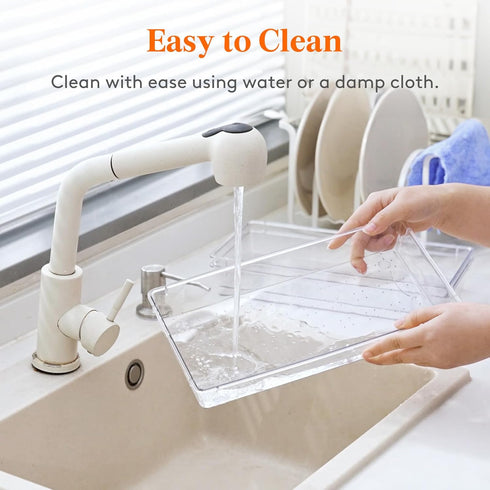 Lifewit Silverware Drawer Organizer, 5.75" x 11.65" Clear Utensil Tray for Kitchen Drawer, Stackable Plastic Flatware and Cutlery Storage Box Divi...