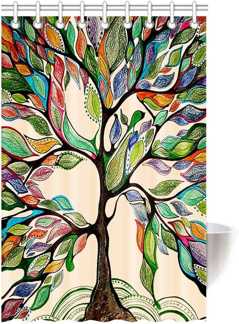 HommomH 36" x 72" Shower Curtain Set with Hooks Waterproof Fabric Bathroom Curtain Decor Tree of Life Colorful...