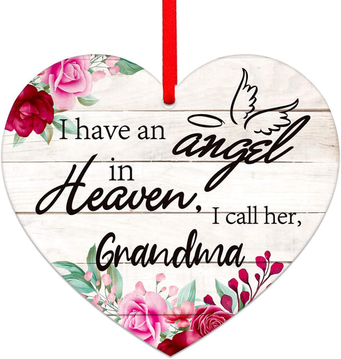 SICOHOME Memorial Christmas Ornament, I Have an Angel in Heaven, 2.7" x 3" Sympathy Gift for Loss of Grandma, In Loving Memory of Grandma...
