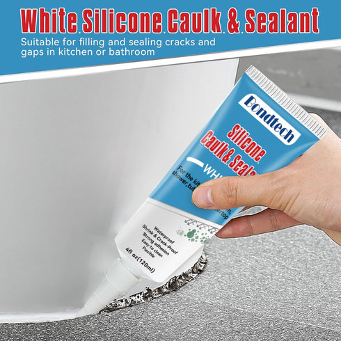 8Oz White Silicone Caulk Bathroom, White Caulking Silicone Waterproof, Bathroom Caulk for Kitchen & Bathroom, Shower, Countertops, Long-lasting, S...