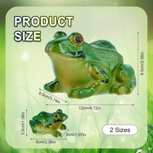 2pcs Frog Statues, 2 Sizes Resin Frogs Garden Miniatures Decor Lifelike Frog Miniature Figurines Animals Ornament for Garden Landscape Dollhouse D...