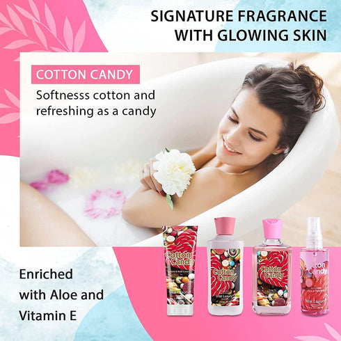 Cotton Candy Bath & Body Kit - 3 Fl Oz, Ideal Skincare Gift Home Spa Set Including Body Lotion, Shower Gel, Body Cream, and Fragrance Mist - Perfe...
