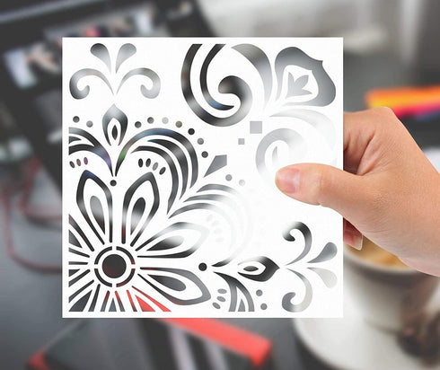 GSS Designs Pack of 4 Stencils Set (6x6 Inch) Laser Cut Painting Stencil Floor Wall Tile Fabric Wood Stencils -Reusable Template (SL-006)...