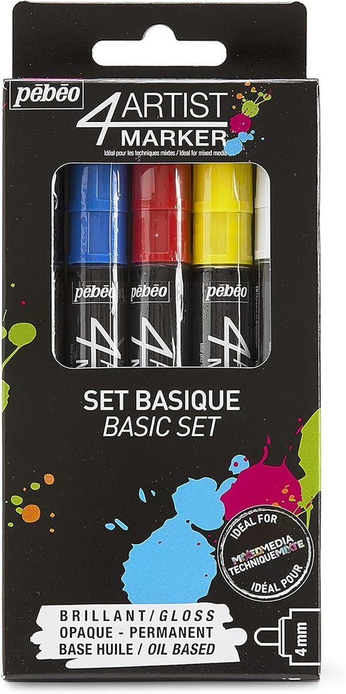 Pebeo 4Artist Marker, Oil Paint Markers, Basic Set of 5 x 4 mm...