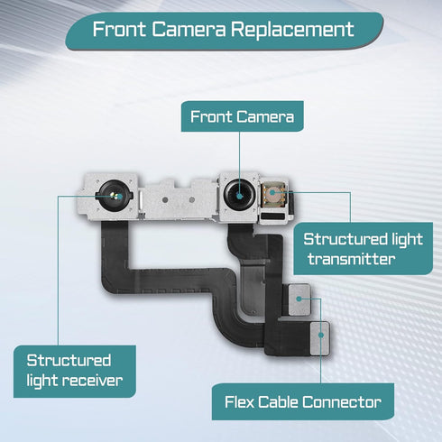 for iPhone XR Front Camera Replacement Repair Kit 7MP 6.1", iPhoneXR OEM Facing Lens Module Part Structured Light Receiver Transmitter Flex Cable ...