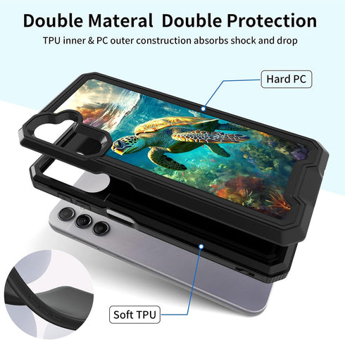 for Samsung Galaxy A15 5G Case with 1 Pack Screen Protectors, Dual Layer Protective Hard PC Back & Soft Bumper Resilient Shock Absorb Case Cover f...