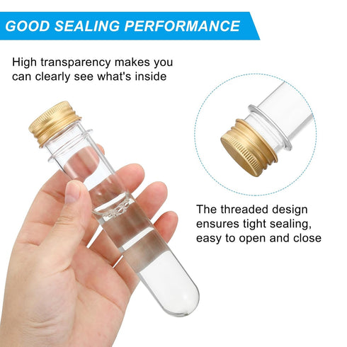 PATIKIL 80ml Plastic Test Tubes with Screw Caps, 6Pcs 156x30mm Tubes for Scientific Party Decoration Candy Bead Storage Bath Salt Lab Use, Gold To...