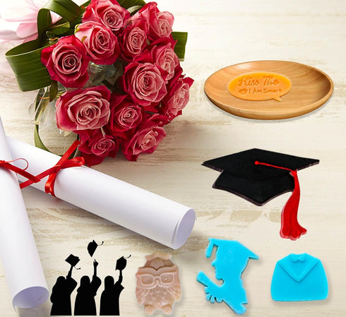 2 Pack Graduation 2024 Silicone Molds, Graduation Grad Cap Diploma Book Fondant Silicone Mold Congrats Cupcake Toppers Baking Mold for 2024 Gradua...