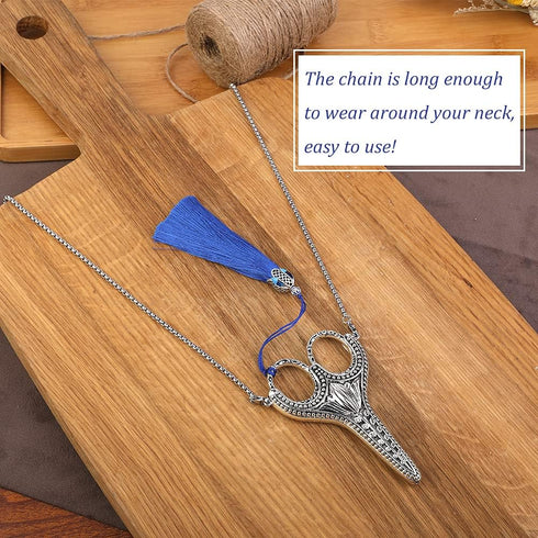 SHWAKK Embroidery Scissors Exquisite Stainless Steel Sharp Tip Retro Scissors with Sheath Chain Sewing Scissor for Sewing,Embroidery, Needlework...