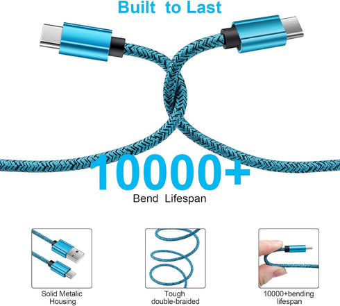 USB Fast Charger Kit for Google Pixel 8a/8/8pro/7/7a/6pro/6a/5/4a/3/3a/3XL/2, Wall Charger Plug+Car Phone Charger+2X Nylon-Braided USB A to USB C ...