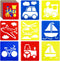 24 Pieces Stencils for Kids 5.9 x 5.5 Inches Drawing Stencils Chalk Stencils Large Washable Vehicles Themed Primary Shape Template for Kids Toddle...