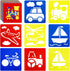 24 Pieces Stencils for Kids 5.9 x 5.5 Inches Drawing Stencils Chalk Stencils Large Washable Vehicles Themed Primary Shape Template for Kids Toddle...