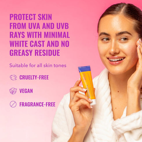 Good Molecules Sheer Mineral Sunscreen SPF 30 Minimal Whitecast Zinc Oxide Sunscreen with Hyaluronic Acid, Reef-Safe, UVA/UVB Protection - Skincar...