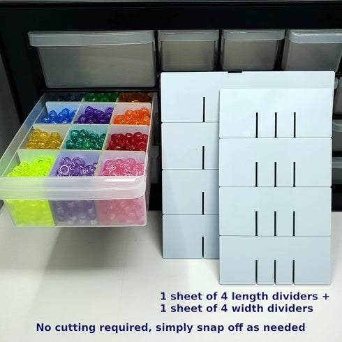 IRIS USA Compatible Configurable Large Drawer Dividers for Plastic Storage Craft Cabinets (4X Length + 4X Width Pieces)...