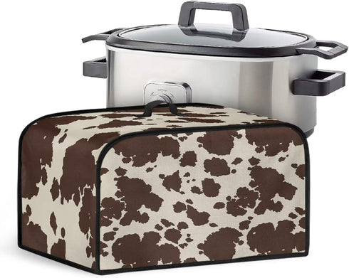 Brown Cow Print Durable Slow Cooker Cover Dustproof Wear-Resisting Slow Cooker Dust Cover Fit Most 6-8 Quart Oval Slow Cooker for Kitchen Dining T...