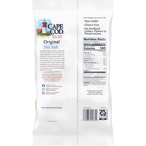 Cape Cod, Kettle Cooked Potato Chips Original Sea Salt, 5 Ounce...
