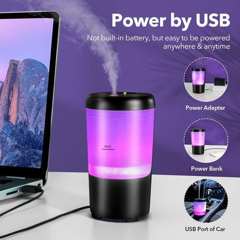 One Fire Car Diffuser Desk Humidifier - 7 Color Car Diffusers for Essential Oils, Portable Travel Humidifier...