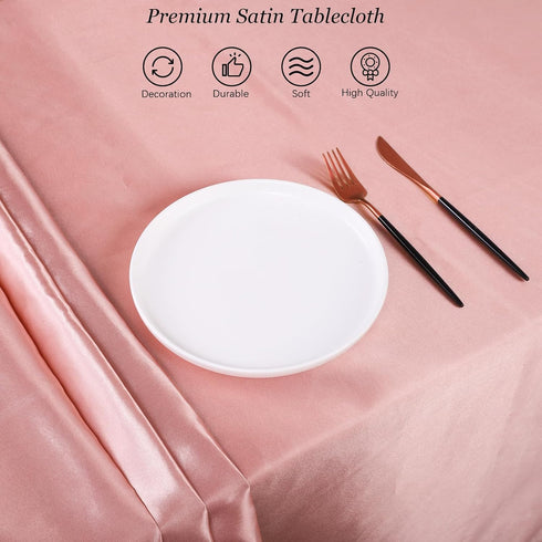 Ruisita Satin Party Tablecloth Table Cover 58 x 102 Inches Wedding Rectangle Bright Silk Tablecloth Table Cover Smooth Fabric Tablecloth Table Dec...