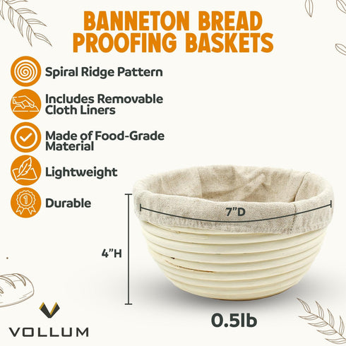 Banneton Bread Proofing Basket Sourdough Proofing Basket for Beginners & Professional Bakers, Handwoven Rattan Cane Bread Maker with Linen for Art...
