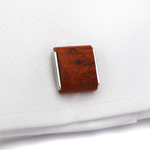 Mens Natural Handmade Rosewood Cufflinks Handcrafted Wooden Square Cuff Links (Bruma Rosewood)...