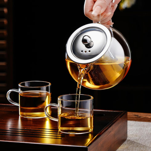 PARACITY Glass Teapot Stovetop 22 OZ/650ml, Tea pot with Removable 18/8 Stainless Steel Infuser, Borosilicate Clear Tea Kettle, Teapot Blooming an...