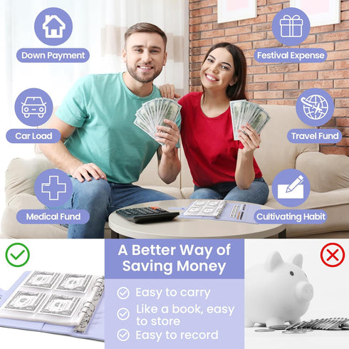 100 Envelopes Money Saving Challenge, A5 Easy and Fun Way to Save $5,050 Money Saving Binder with Cash Envelopes, Money Saving Challenge Book Budg...
