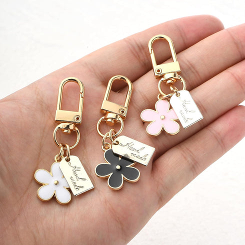 Cute Flower Keychain Charms for Women - 3Pcs Aesthetic Mini Backpack Bag Charm, Floral Purse Accessories for Women Girls Gifts...