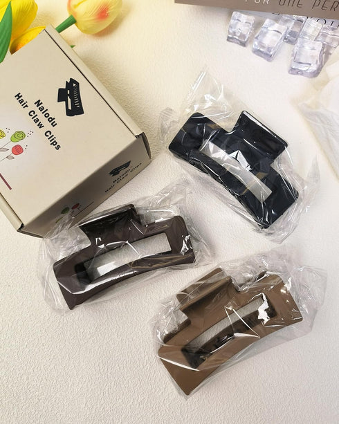4 Inch Square Wider Claw Clips, 10.5 cm Bendable Rectangle Large Neutral Hair Clips for Thin and Thick Long Curly Hair, Matte Big Hair Claw Clips,...