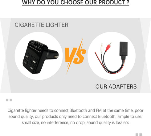 Wireless Bluetooth Receiver for Car with RCA Audio Cable,AUX Bluetooth Car Adapter Keeps Audio Playback Stable,Reliable Bluetooth Transmitter for ...