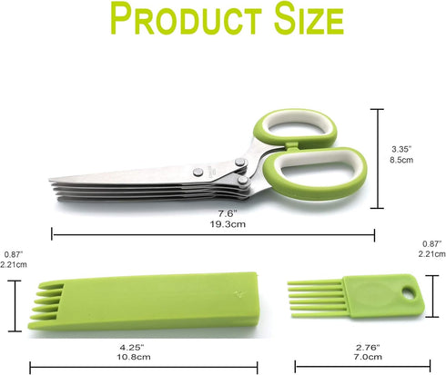2023 Updated Herb Scissors Set - Herb Scissors With 5 Blades and Cover, Cool Kitchen Gadgets for Cutting Shredded Lettuce, Cilantro Fresh, Green O...