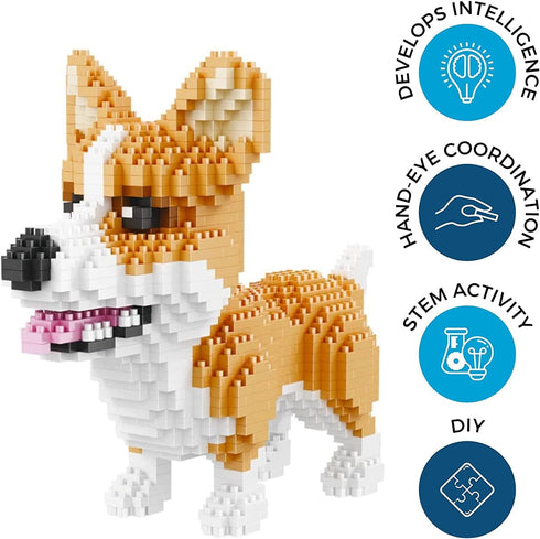 1380 Pieces Mini Building Blocks Animal Dog Husky Building Set - Mini Pets Companion 3D Puzzle Kit Toy Bricks Dog for Kids14 Years Old and Up (Cro...
