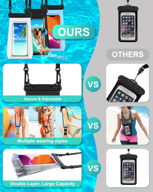 Large Capacity Waterproof Phone Pouch Floating, Waterproof Bag Case for iPhone 15 14 Pro Max 13 12 11 X XR 8 Plus Samsung Up to 6.9'', IPX8 Water ...